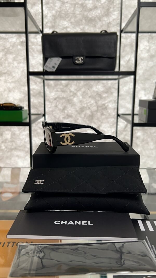 Chanel Acetate Rectangle Sunglasses 5493 Black Brown