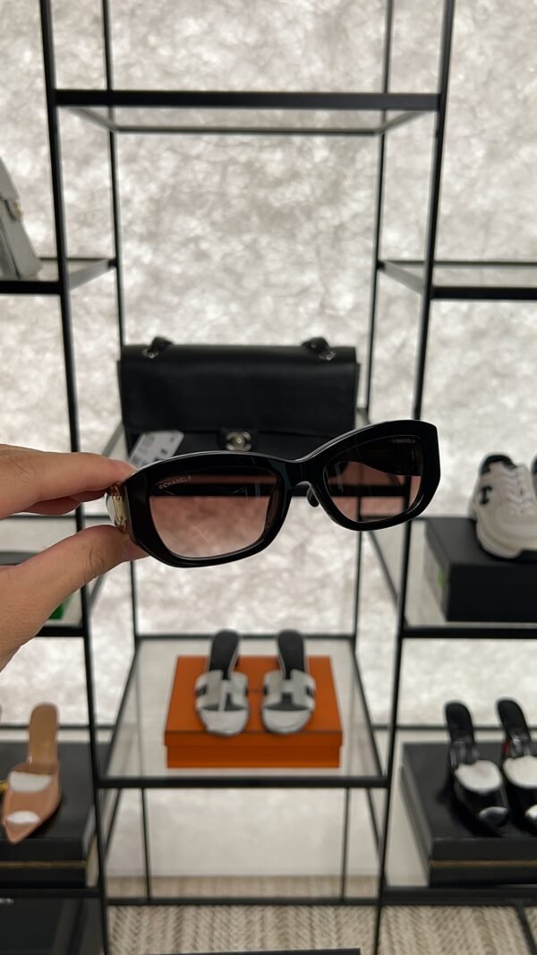 Chanel Acetate Rectangle Sunglasses 5493 Black Brown