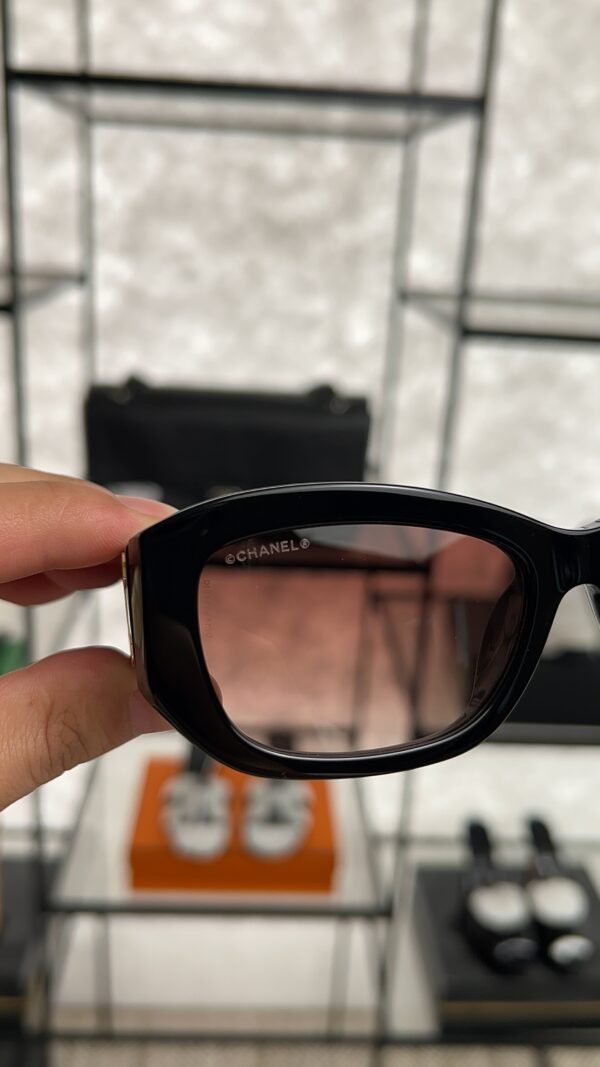 Chanel Acetate Rectangle Sunglasses 5493 Black Brown