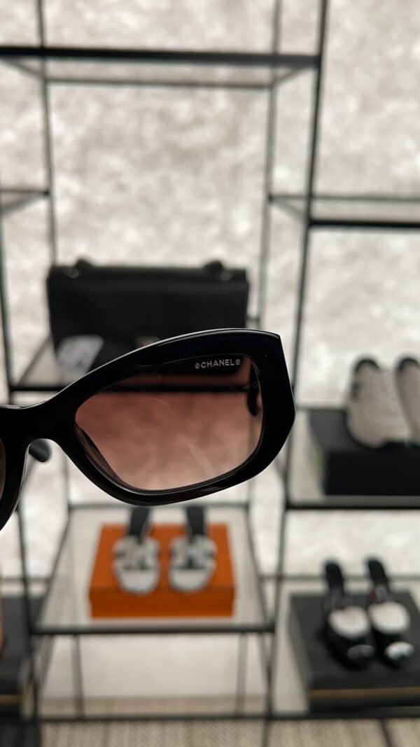 Chanel Acetate Rectangle Sunglasses 5493 Black Brown
