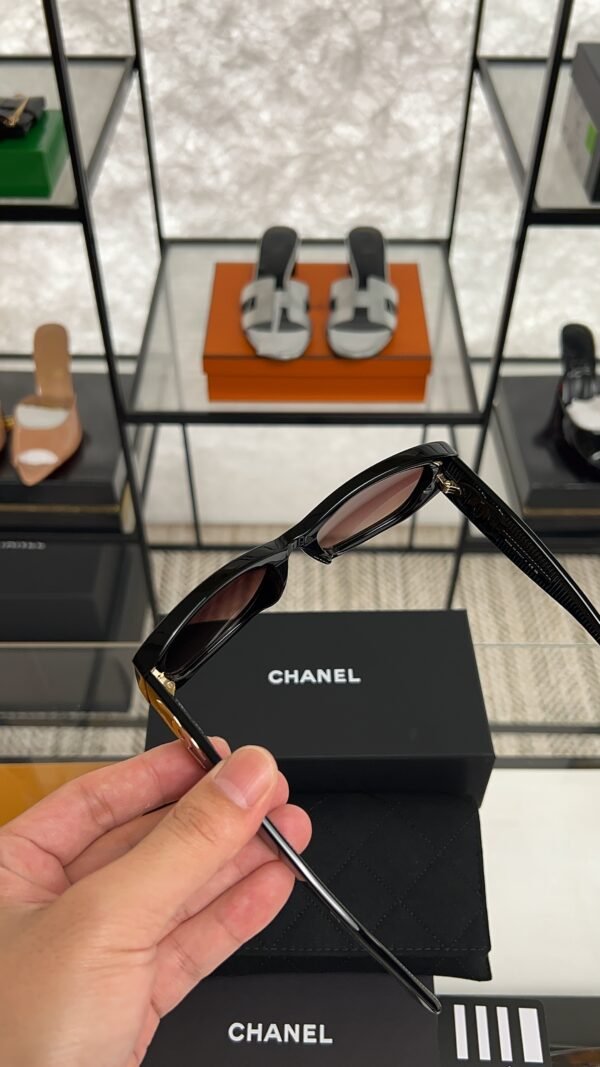 Chanel Acetate Rectangle Sunglasses 5493 Black Brown