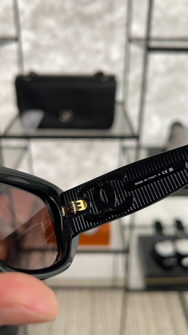 Chanel Acetate Rectangle Sunglasses 5493 Black Brown