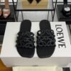 Loewe Calfskin Petal Anagram Caged Mule  Sandals Black