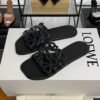 Loewe Calfskin Petal Anagram Caged Mule  Sandals Black
