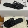 Loewe Calfskin Petal Anagram Caged Mule  Sandals Black