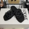 Loewe Calfskin Petal Anagram Caged Mule  Sandals Black