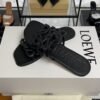 Loewe Calfskin Petal Anagram Caged Mule  Sandals Black