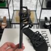 Loewe Calfskin Petal Anagram Caged Mule  Sandals Black