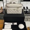 Chanel Top Handle Long Vanity White Caviar Light Gold