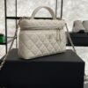 Chanel Top Handle Long Vanity White Caviar Light Gold