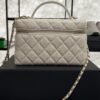 Chanel Top Handle Long Vanity White Caviar Light Gold