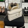 Chanel Top Handle Long Vanity White Caviar Light Gold