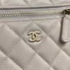 Chanel Top Handle Long Vanity White Caviar Light Gold
