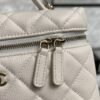 Chanel Top Handle Long Vanity White Caviar Light Gold
