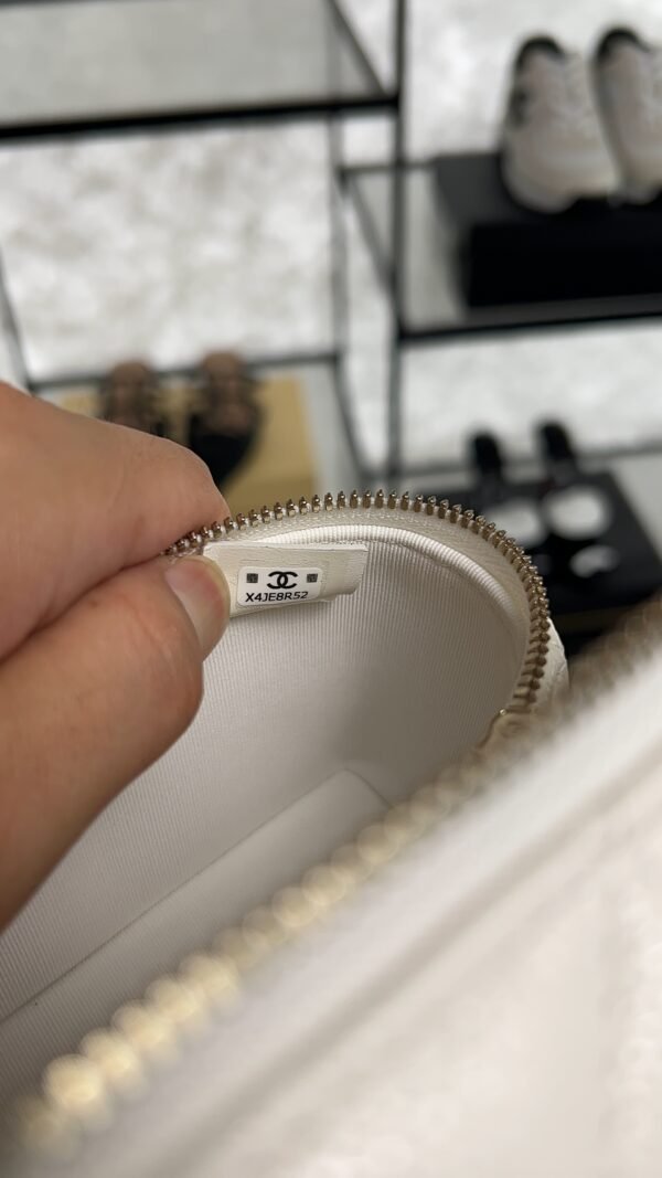 Chanel Top Handle Long Vanity White Caviar Light Gold