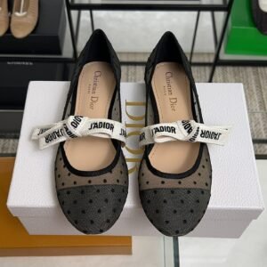 Dior Black Mesh And Canvas D Mary Jane Flats