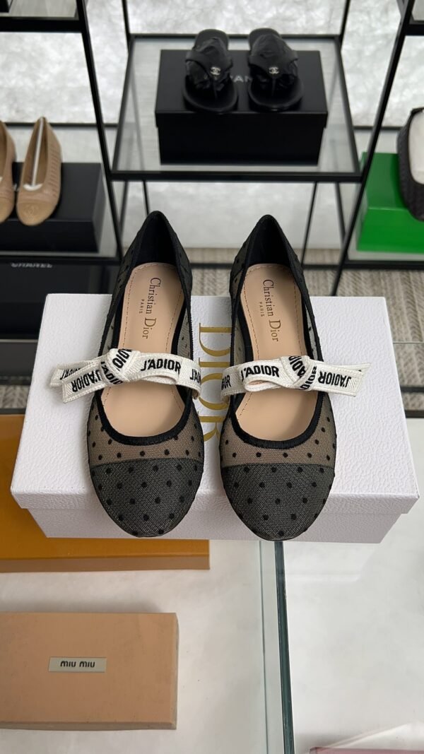 Dior Black Mesh And Canvas D Mary Jane Flats