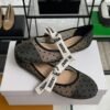 Dior Black Mesh And Canvas D Mary Jane Flats