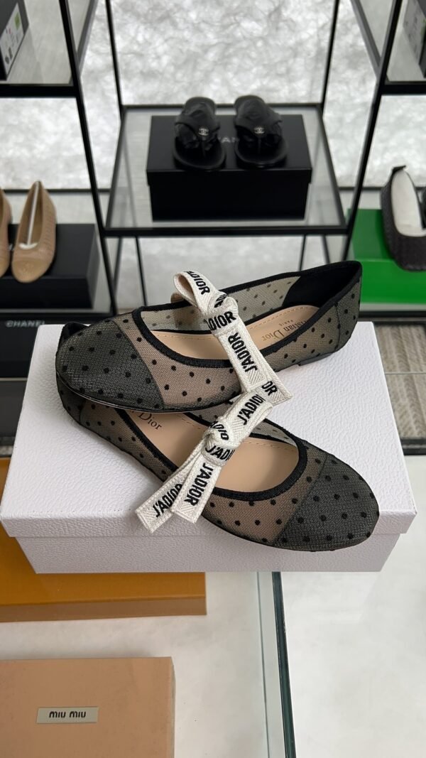 Dior Black Mesh And Canvas D Mary Jane Flats