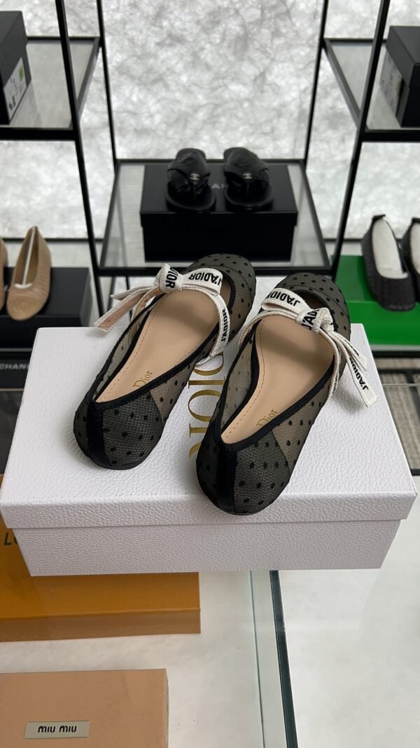 Dior Black Mesh And Canvas D Mary Jane Flats