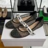 Dior Black Mesh And Canvas D Mary Jane Flats