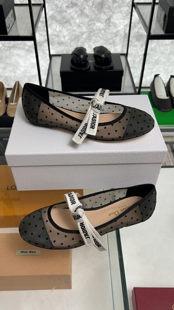 Dior Black Mesh And Canvas D Mary Jane Flats