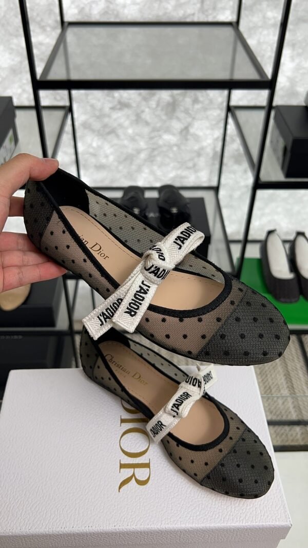 Dior Black Mesh And Canvas D Mary Jane Flats