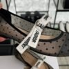 Dior Black Mesh And Canvas D Mary Jane Flats