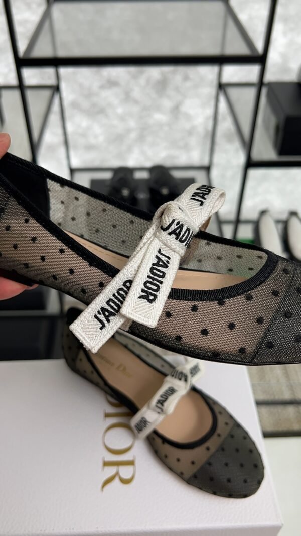 Dior Black Mesh And Canvas D Mary Jane Flats