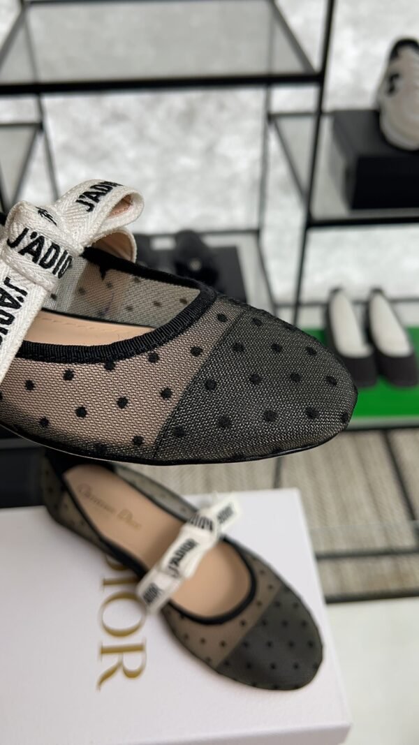 Dior Black Mesh And Canvas D Mary Jane Flats