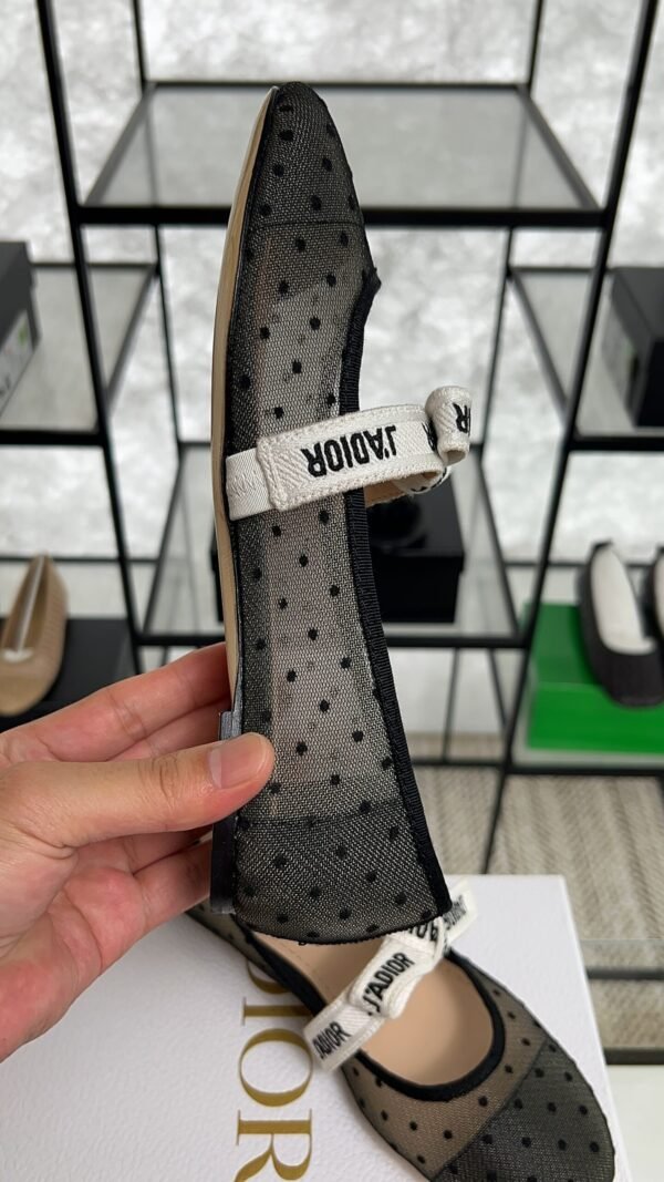 Dior Black Mesh And Canvas D Mary Jane Flats