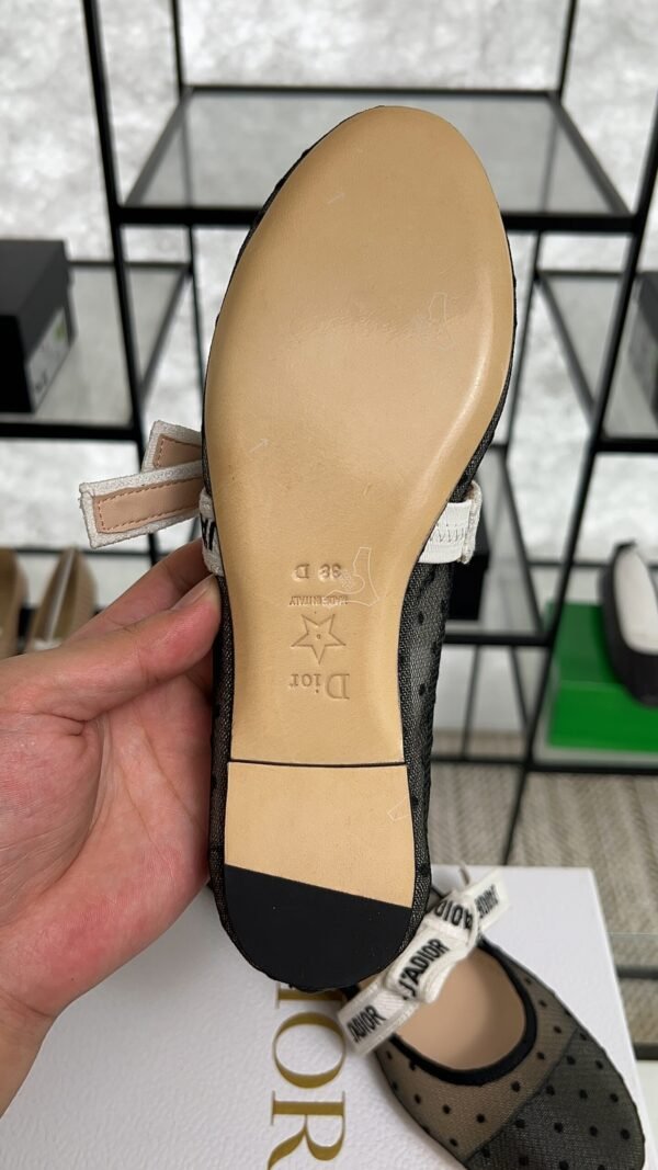 Dior Black Mesh And Canvas D Mary Jane Flats