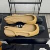 Chanel Goatskin Grosgrain Cap Toe CC Slingback Sandals Beige Black