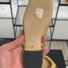 Chanel Goatskin Grosgrain Cap Toe CC Slingback Sandals Beige Black