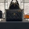 CHANEL Long Vanity with chain Grained Calfskin, Black