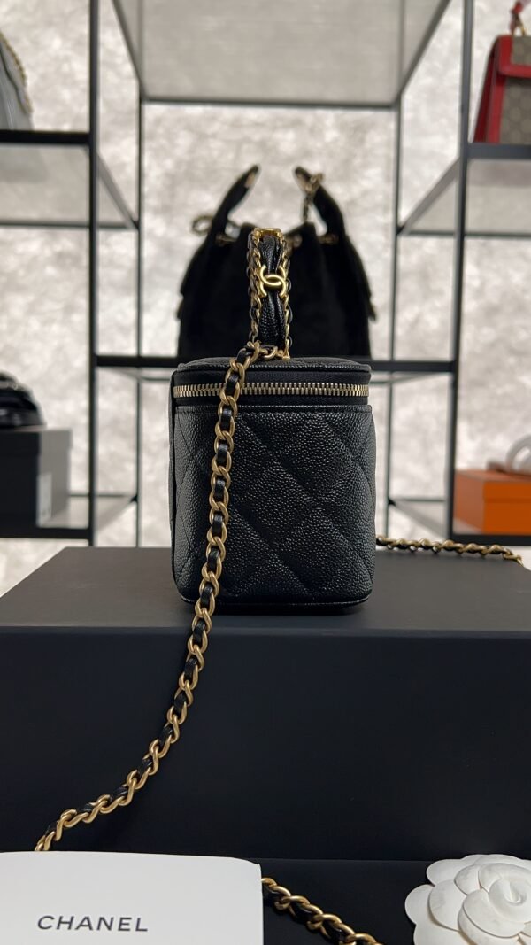 CHANEL Long Vanity with chain Grained Calfskin, Black