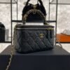 CHANEL Long Vanity with chain Grained Calfskin, Black