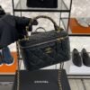 CHANEL Long Vanity with chain Grained Calfskin, Black