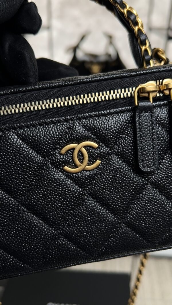 CHANEL Long Vanity with chain Grained Calfskin, Black