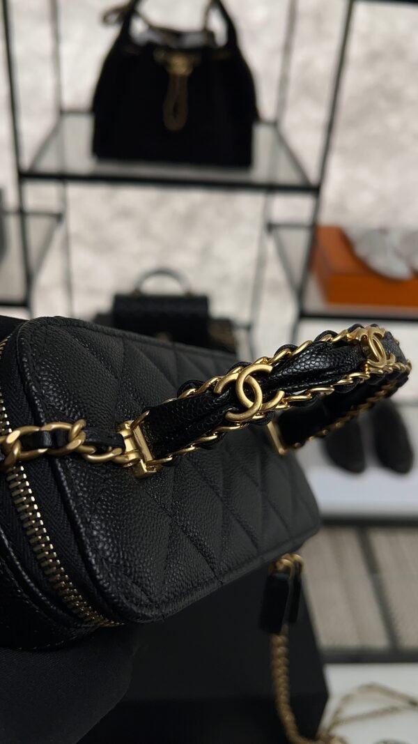 CHANEL Long Vanity with chain Grained Calfskin, Black