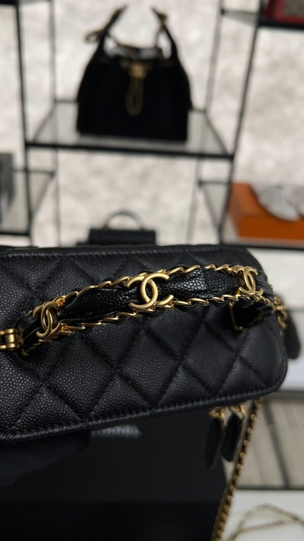 CHANEL Long Vanity with chain Grained Calfskin, Black