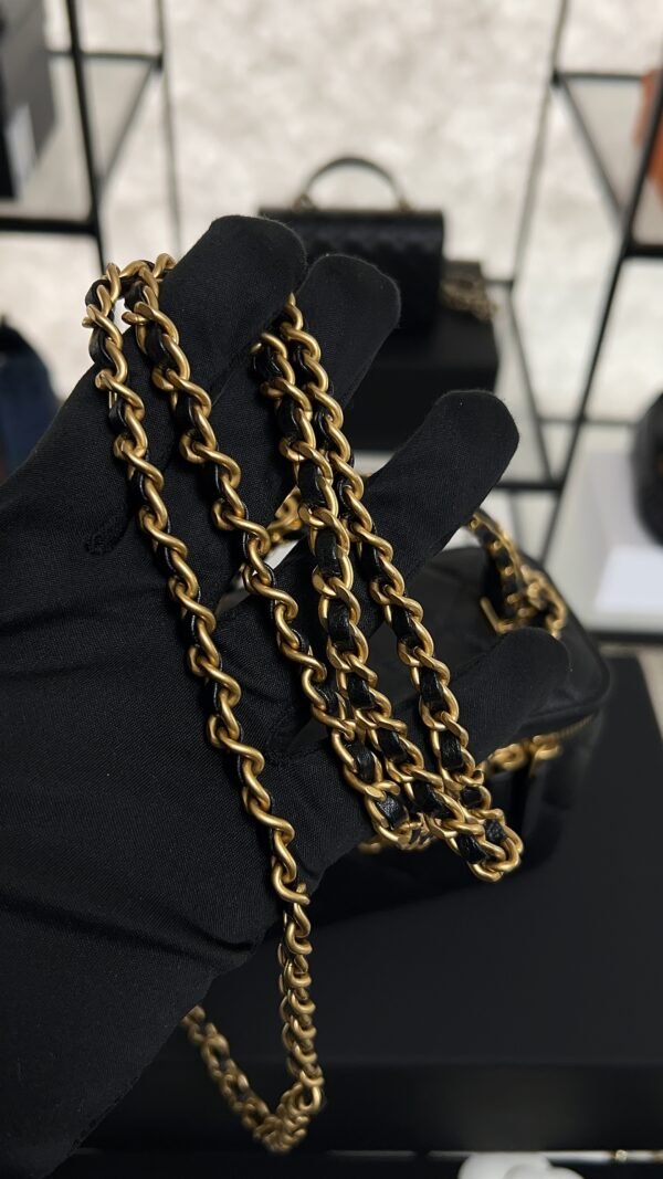 CHANEL Long Vanity with chain Grained Calfskin, Black