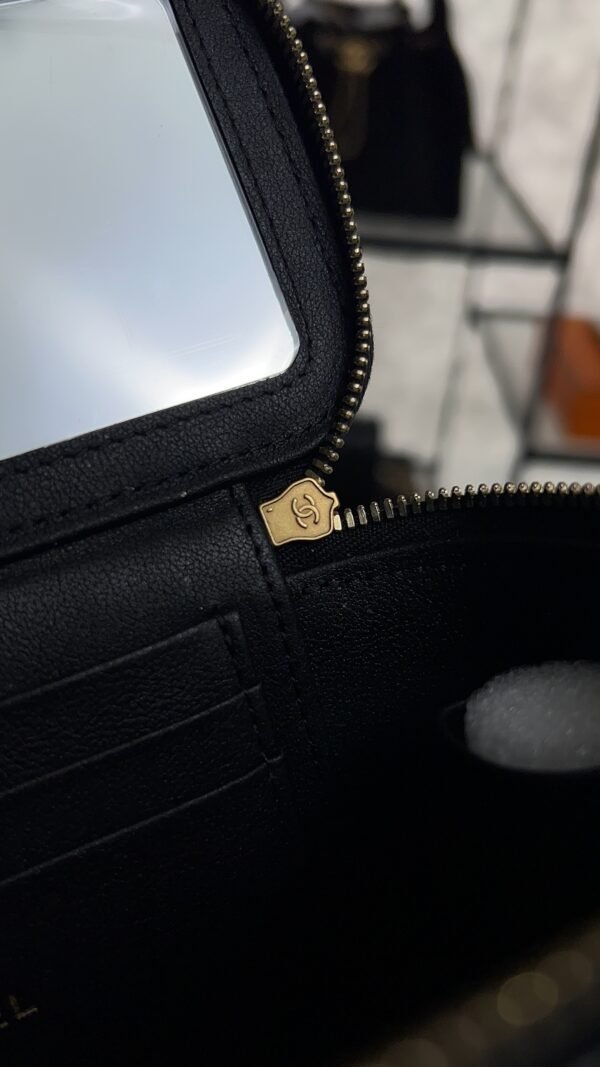 CHANEL Long Vanity with chain Grained Calfskin, Black