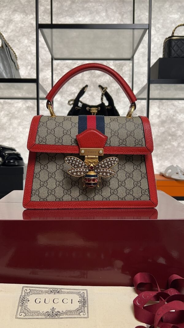 Gucci GG Supreme Monogram Small Queen Margaret Top Handle Bag Red