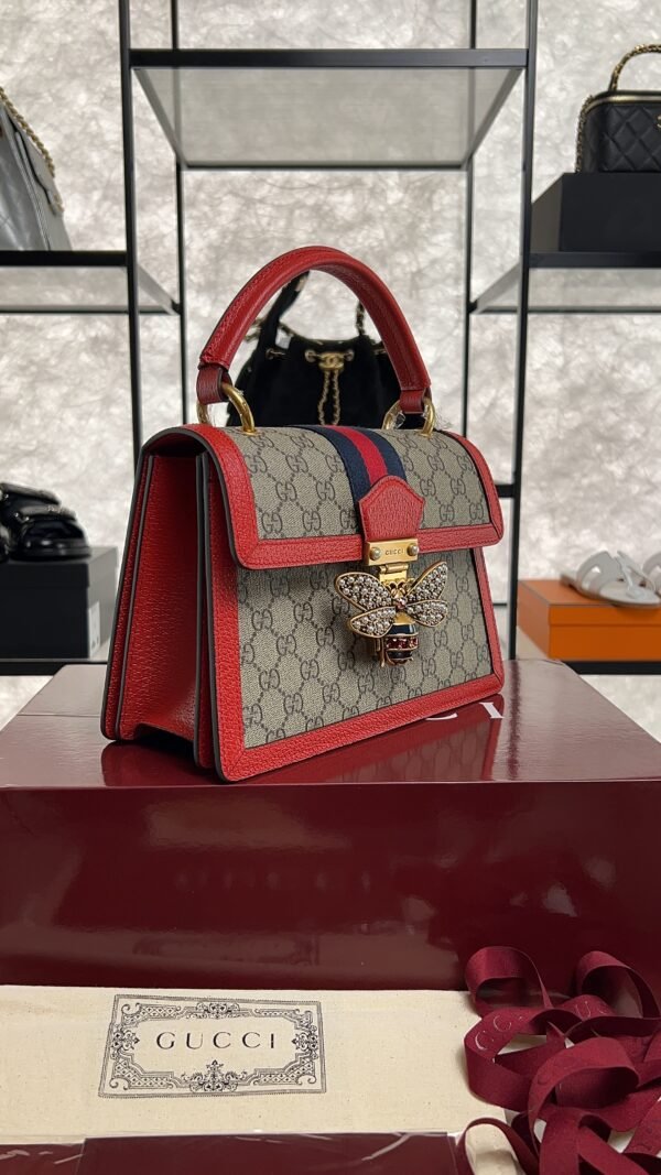 Gucci GG Supreme Monogram Small Queen Margaret Top Handle Bag Red