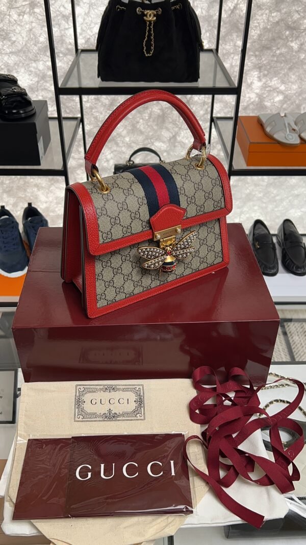 Gucci GG Supreme Monogram Small Queen Margaret Top Handle Bag Red