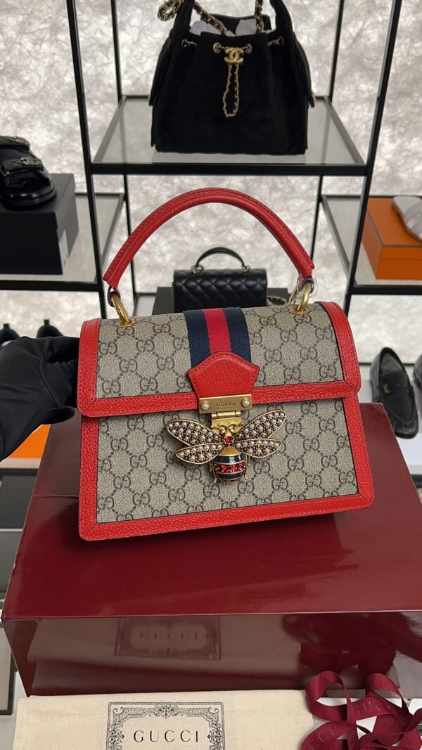 Gucci GG Supreme Monogram Small Queen Margaret Top Handle Bag Red