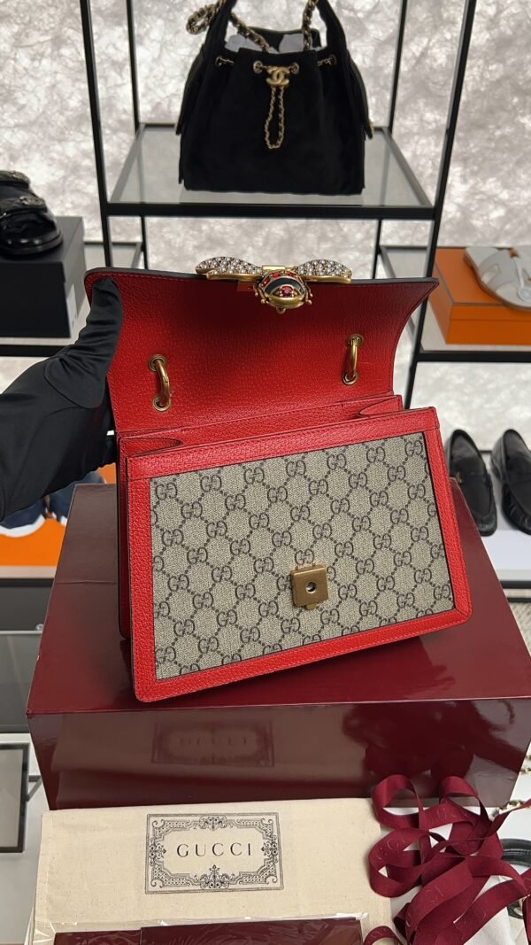 Gucci GG Supreme Monogram Small Queen Margaret Top Handle Bag Red