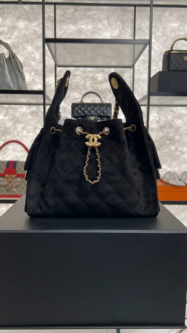Chanel Small 25 Handbag Black Suede Quilted