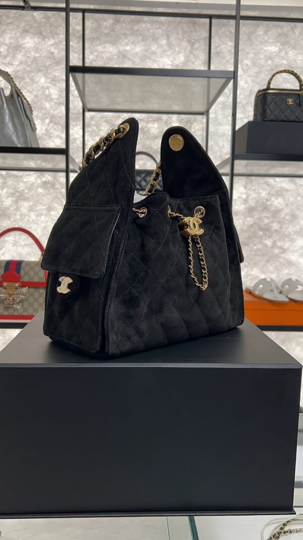 Chanel Small 25 Handbag Black Suede Quilted